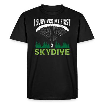 I Survived My First Skydive Parachute Skydiver - Men's Premium Organic T-Shirt - black - Front - Nico (187cm)