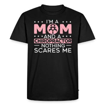 Je suis une maman et un chiropraticien chirurgien de la colonne vertébrale - T-shirt Premium bio Homme - noir - Devant - Nico (187cm)