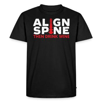 Aligner la colonne vertébrale puis boire du vin Chiropraticien Chiro - T-shirt Premium bio Homme - noir - Devant - Nico (187cm)