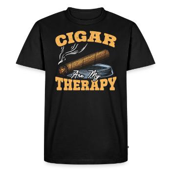 Cigar Are My Therapy Tobacco Cigarette Smoking - Men's Premium Organic T-Shirt - black - Front - Nico (187cm)