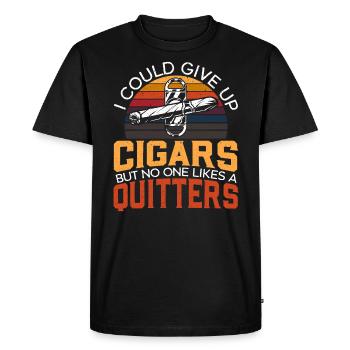 I Could Give Up Cigars But No One Like A Quitter - Men's Premium Organic T-Shirt - black - Front - Nico (187cm)