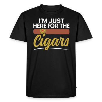 Je suis juste ici pour les cigares cigarettes - T-shirt Premium bio Homme - noir - Devant - Nico (187cm)