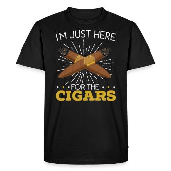 Je suis juste ici pour les cigares cigarettes - T-shirt Premium bio Homme - noir - Devant - Nico (187cm)