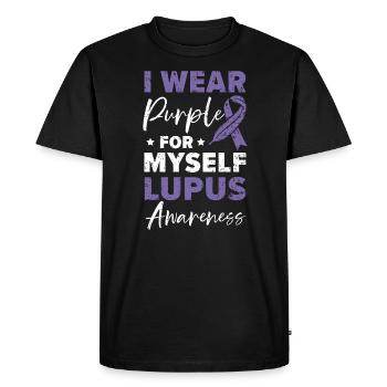 Je porte du violet pour moi-même Lupus Awareness Disease - T-shirt Premium bio Homme - noir - Devant - Nico (187cm)