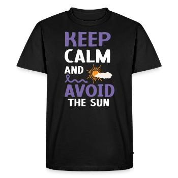 Keep Calm And Avoid The Sun Lupus Awareness SLE - Men's Premium Organic T-Shirt - black - Front - Nico (187cm)