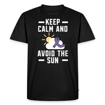 Keep Calm And Avoid The Sun Lupus Awareness SLE - Men's Premium Organic T-Shirt - black - Front - Nico (187cm)