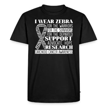 Je porte des rayures zébrées Sensibilisation au cancer carcinoïde - T-shirt Premium bio Homme - noir - Devant - Nico (187cm)