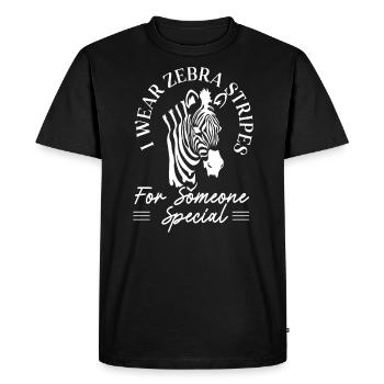 Je porte des rayures zébrées pour quelqu’un de spécial - T-shirt Premium bio Homme - noir - Devant - Nico (187cm)