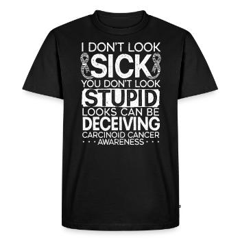 Zebra Stripes Carcinoid Cancer Awareness Support - Men's Premium Organic T-Shirt - black - Front - Nico (187cm)