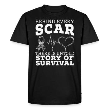 Derrière chaque cicatrice, il y a une histoire de survie - T-shirt Premium bio Homme - noir - Devant - Nico (187cm)