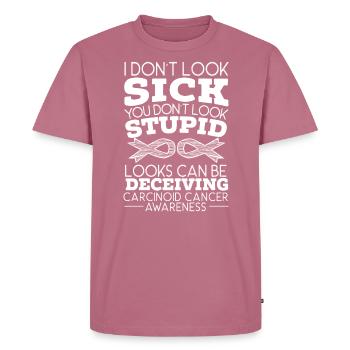 Zebra Stripes Carcinoid Cancer Awareness Support - Men's Premium Organic T-Shirt - mauve - Front - Nico (187cm)