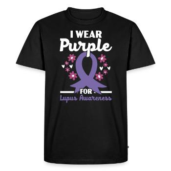 Je porte du violet pour la sensibilisation au lupus SLE Disease - T-shirt Premium bio Homme - noir - Devant - Nico (187cm)