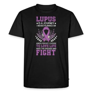 Sensibilisation au lupus Purple Ribbon Maladie auto-immune - T-shirt Premium bio Homme - noir - Devant - Nico (187cm)