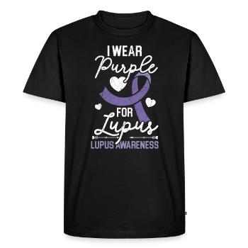 Je porte du violet pour la sensibilisation au lupus SLE Disease - T-shirt Premium bio Homme - noir - Devant - Nico (187cm)