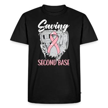 Saving 2nd Base Baseball Player Breast Cancer - Men's Premium Organic T-Shirt - black - Front - Nico (187cm)