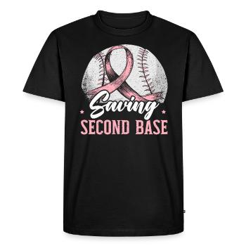 Saving 2nd Base Baseball Player Breast Cancer - Men's Premium Organic T-Shirt - black - Front - Nico (187cm)