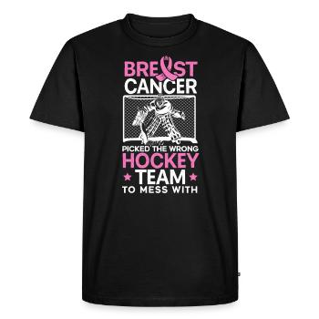 Breast Cancer Picked The Wrong Hockey Team - Men's Premium Organic T-Shirt - black - Front - Nico (187cm)