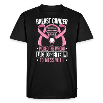Breast Cancer Picked The Wrong Lacrosse Team Lax - Men's Premium Organic T-Shirt - black - Front - Nico (187cm)
