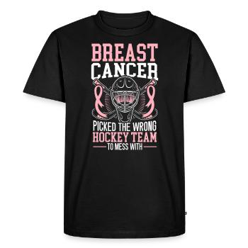 Breast Cancer Picked The Wrong Hockey Team - Men's Premium Organic T-Shirt - black - Front - Nico (187cm)