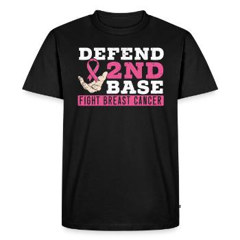 Defend 2nd Base Baseball Breast Cancer Awareness - Men's Premium Organic T-Shirt - black - Front - Nico (187cm)