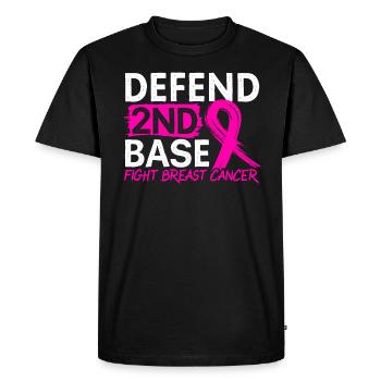 Defend 2nd Base Baseball Breast Cancer Awareness - Men's Premium Organic T-Shirt - black - Front - Nico (187cm)