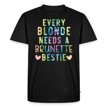 Every Blonde Needs A Brunette Bestie Blonde Hair - Men's Premium Organic T-Shirt - black - Front - Nico (187cm)