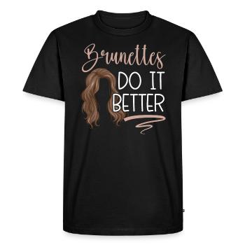 Les brunes le font mieux cheveux bruns Mode blonde - T-shirt Premium bio Homme - noir - Devant - Nico (187cm)