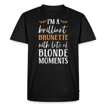 Je suis une brune brillante cheveux bruns cheveux blonds - T-shirt Premium bio Homme - noir - Devant - Nico (187cm)
