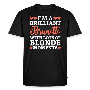 Je suis une brune brillante cheveux bruns cheveux blonds - T-shirt Premium bio Homme - noir - Devant - Nico (187cm)