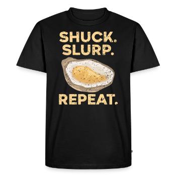 Shuck Slurp Repeat Huître Coquillage Mollusque Animal - T-shirt Premium bio Homme - noir - Devant - Nico (187cm)