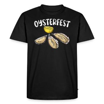 Oysterfest Fruits de mer Coquillage Mollusque Huître animale - T-shirt Premium bio Homme - noir - Devant - Nico (187cm)