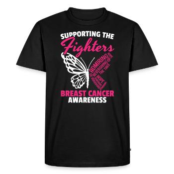 Supporting The Fighters Breast Cancer Awareness - Men's Premium Organic T-Shirt - black - Front - Nico (187cm)