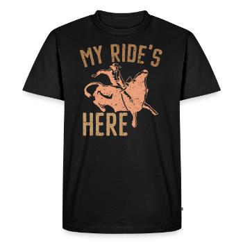 My Ride's Here Bull Rider Rodeo Bull Riding - Men's Premium Organic T-Shirt - black - Front - Nico (187cm)