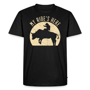 My Ride's Here Bull Rider Rodeo Bull Riding - Men's Premium Organic T-Shirt - black - Front - Nico (187cm)