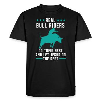 Les vrais cavaliers de taureaux font de leur mieux Rodeo Christian - T-shirt Premium bio Homme - noir - Devant - Nico (187cm)