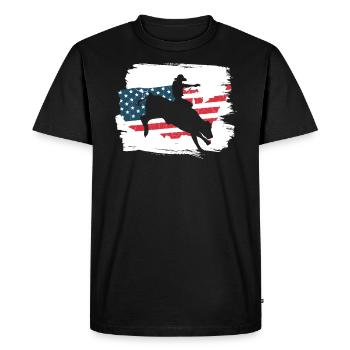 USA Flag Bull Rider Western Rodeo Bull Riding - Men's Premium Organic T-Shirt - black - Front - Nico (187cm)