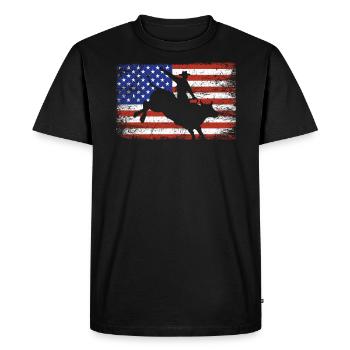 USA Flag Bull Rider Western Rodeo Bull Riding - Men's Premium Organic T-Shirt - black - Front - Nico (187cm)