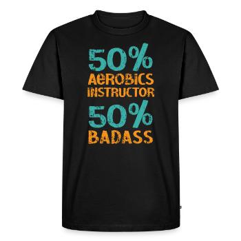 50% Instructeur d’aérobic 50% Exercice Badass - T-shirt Premium bio Homme - noir - Devant - Nico (187cm)