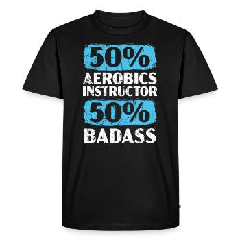 50% Instructeur d’aérobic 50% Exercice Badass - T-shirt Premium bio Homme - noir - Devant - Nico (187cm)