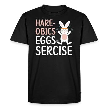 Hare-obics Eggs-sercise Aerobics Instructor Rabbit - Men's Premium Organic T-Shirt - black - Front - Nico (187cm)
