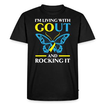 Je vis avec la goutte et la berce conscience de la goutte - T-shirt Premium bio Homme - noir - Devant - Nico (187cm)