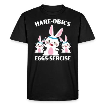 Hare-obics Eggs-sercise Aerobics Instructor Rabbit - Men's Premium Organic T-Shirt - black - Front - Nico (187cm)