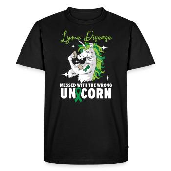 La maladie de Lyme gâchée par la mauvaise licorne - T-shirt Premium bio Homme - noir - Devant - Nico (187cm)