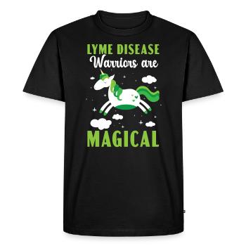 Les guerriers de la maladie de Lyme sont des amoureux magiques de la licorne - T-shirt Premium bio Homme - noir - Devant - Nico (187cm)