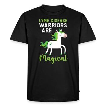 Les guerriers de la maladie de Lyme sont des amoureux magiques de la licorne - T-shirt Premium bio Homme - noir - Devant - Nico (187cm)