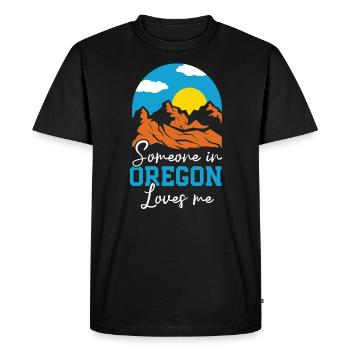 Someone In Oregon Loves Me USA America Oregonians - Men's Premium Organic T-Shirt - black - Front - Nico (187cm)