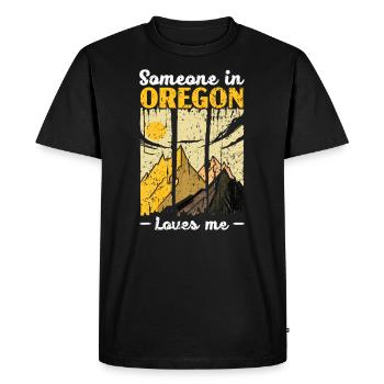 Someone In Oregon Loves Me USA America Oregonians - Men's Premium Organic T-Shirt - black - Front - Nico (187cm)