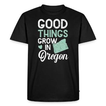 Good Things Grow In Oregon USA America Oregonians - Men's Premium Organic T-Shirt - black - Front - Nico (187cm)