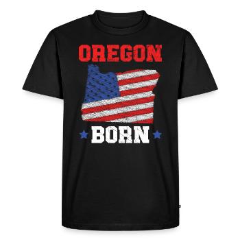 Oregon Born USA America Oregonians Travel Tourist - Men's Premium Organic T-Shirt - black - Front - Nico (187cm)