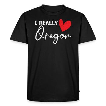 I Really Love Oregon USA America Oregonians - Men's Premium Organic T-Shirt - black - Front - Nico (187cm)